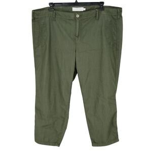 Torrid Pants Plus Sz 20 Green Stretch Straight Leg Ankle Crop Back Flap Pockets